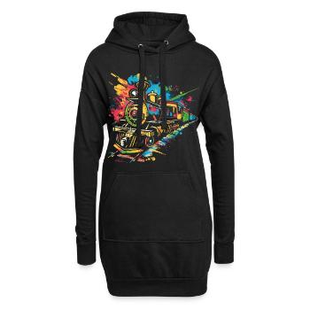 Lokomotive Graffiti - Hoodie-Kleid - Schwarz - Vorne