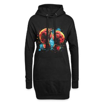 Boxhandschuhe Streetart - Hoodie-Kleid - Schwarz - Vorne