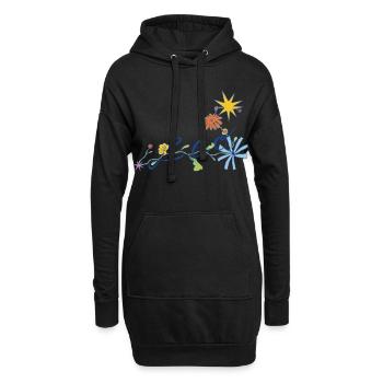 Leo – Kreative Sternzeichen-Illustration - Hoodie-Kleid - Schwarz - Vorne