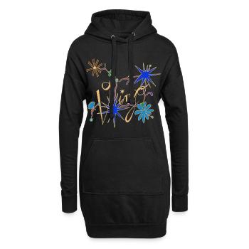 Virgo – Mystische Sternzeichen und Blumen - Hoodie-Kleid - Schwarz - Vorne