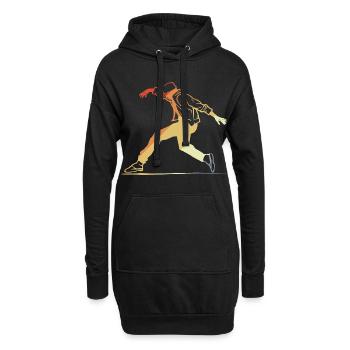 Retro Breakdancing - Hoodie-Kleid - Schwarz - Vorne