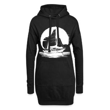 Segeln Zeichnung - Hoodie-Kleid - Schwarz - Vorne