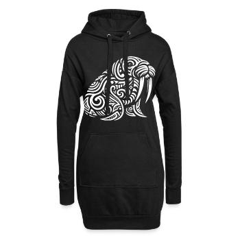 Morse tribal - Sweat-shirt à capuche long Femme - noir - Devant