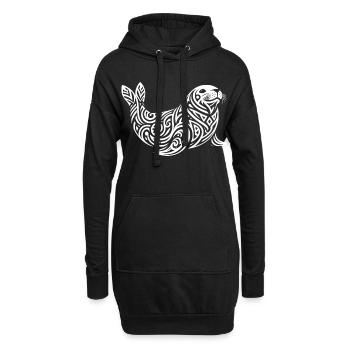 Phoque Tribal - Sweat-shirt à capuche long Femme - noir - Devant