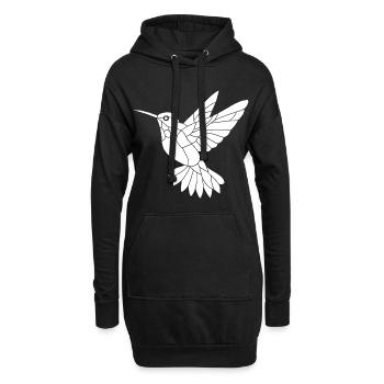 Weißer Kolibri - Hoodie-Kleid - Schwarz - Vorne