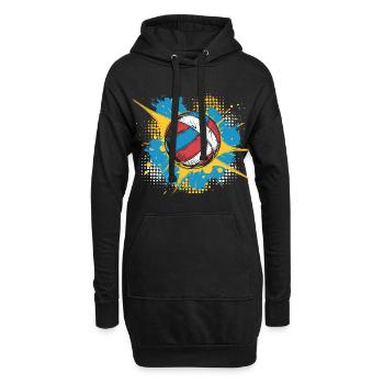 Volleyball Ball Streetart - Hoodie-Kleid - Schwarz - Vorne