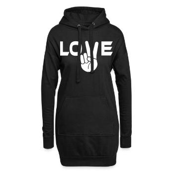 Signe de victoire de l’amour main - Sweat-shirt à capuche long Femme - noir - Devant