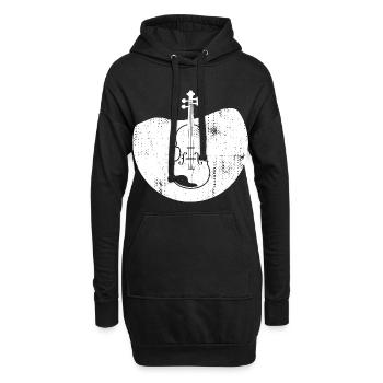 Geige Zeichnung - Hoodie-Kleid - Schwarz - Vorne