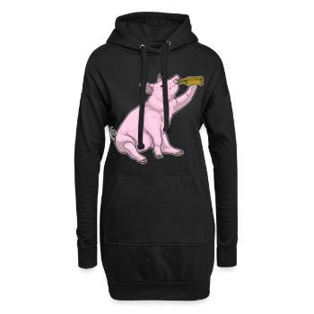 Bouteille de bière de porc - Sweat-shirt à capuche long Femme - noir - Devant
