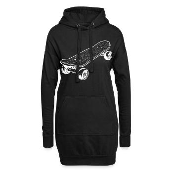 Skateboard Skizze - Hoodie-Kleid - Schwarz - Vorne