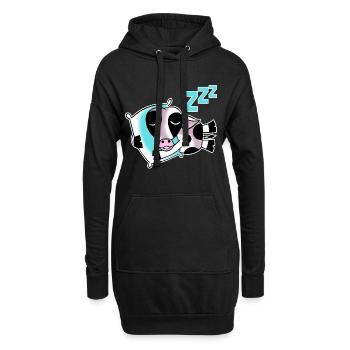 Schlafende Kuh - Hoodie-Kleid - Schwarz - Vorne