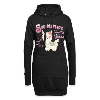 Lama Alpaga d’été - Summer Vibes - Sweat-shirt à capuche long Femme - noir - Devant