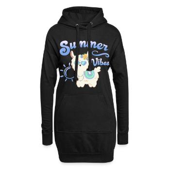 Lama Sommer Alpaka - Summer vibes - Sommerstimmung - Hoodie-Kleid - Schwarz - Vorne