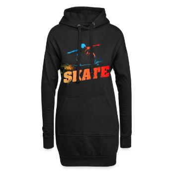 SKATE - Urban-Retro-Design - Hoodie-Kleid - Schwarz - Vorne