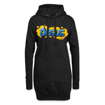 Jésus sauve - Sweat-shirt à capuche long Femme - noir - Devant