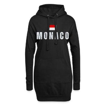 Monaco-Flagge, monegassischer Stolz - Hoodie-Kleid - Schwarz - Vorne