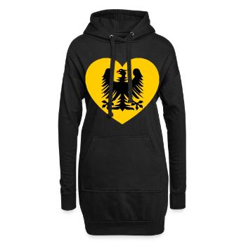 Heraldisches Adler-Emblem im Herzen - Hoodie-Kleid - Schwarz - Vorne