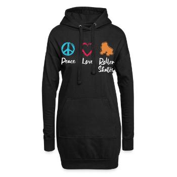 Frieden Liebe Rollerskates - Hoodie-Kleid - Schwarz - Vorne