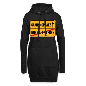 Campingplatz Warnhinweis Design - Hoodie-Kleid - Schwarz - Vorne