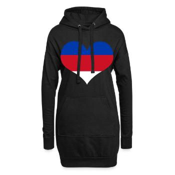 Sorabe Coeur bleu rouge blanc - Haute-Lusace - Sweat-shirt à capuche long Femme - noir - Devant