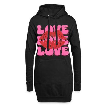 Lèvres d’amour rétro – Style Pop Art - Sweat-shirt à capuche long Femme - noir - Devant