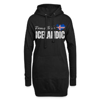 Fière d’Islandaise, j’adore l’Islande - Sweat-shirt à capuche long Femme - noir - Devant