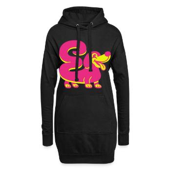 Super-Dackel im Pop-Art Style - Hoodie-Kleid - Schwarz - Vorne