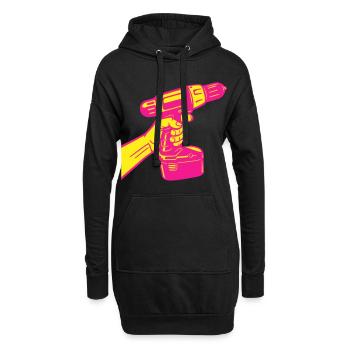Heimwerker Pop-Art - Hoodie-Kleid - Schwarz - Vorne