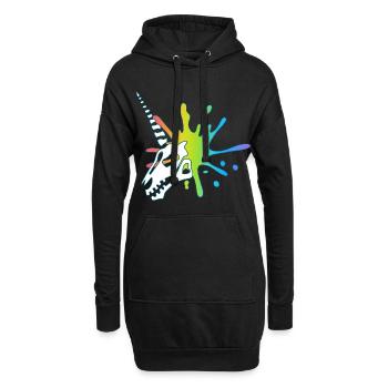 Crâne de licorne et explosion multicolore - Sweat-shirt à capuche long Femme - noir - Devant
