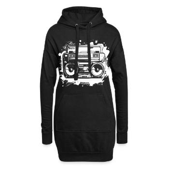 Dessin de musique hip hop - Sweat-shirt à capuche long Femme - noir - Devant