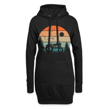 Tracteur vintage au coucher du soleil pastel - Sweat-shirt à capuche long Femme - noir - Devant