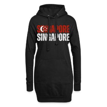 Flagge von Singapur, ich liebe Singapur - Hoodie-Kleid - Schwarz - Vorne
