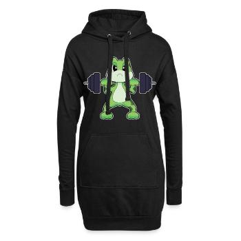 Frosch Bodybuilder Langhantel Bodybuilding - Hoodie-Kleid - Schwarz - Vorne
