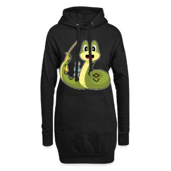 Schlange Angler Fisch Angeln - Hoodie-Kleid - Schwarz - Vorne