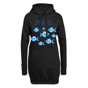 Seuls les poissons morts suivent le courant - Sweat-shirt à capuche long Femme - noir - Devant