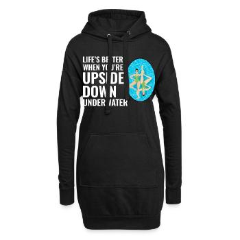 Das Leben ist besser, wenn man kopfüber unter Wasser schwimmt - Hoodie-Kleid - Schwarz - Vorne
