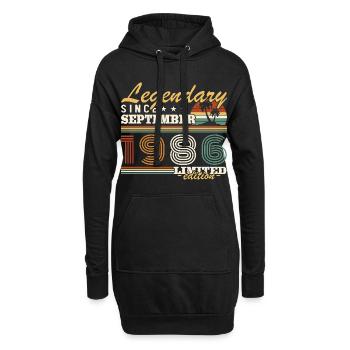 September 1986 Vintage Geburtstagsgeschenk - Hoodie-Kleid - Schwarz - Vorne