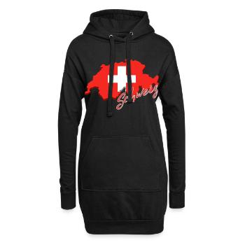 Carte de la Suisse, drapeau de la Suisse - Sweat-shirt à capuche long Femme - noir - Devant