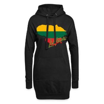 Karte von Litauen, Flagge Litauens - Hoodie-Kleid - Schwarz - Vorne
