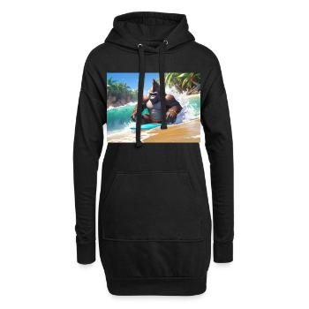 Gorille surfur tropical - Sweat-shirt à capuche long Femme - noir - Devant