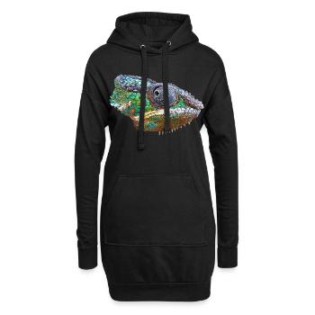 Illustration caméléon coloré - Sweat-shirt à capuche long Femme - noir - Devant