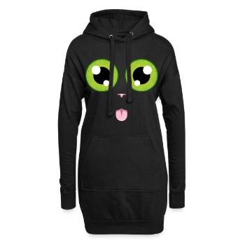 Le chat tire la langue - Sweat-shirt à capuche long Femme - noir - Devant