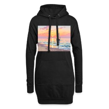 Nautischer Sonnenuntergang am Strand - Hoodie-Kleid - Schwarz - Vorne