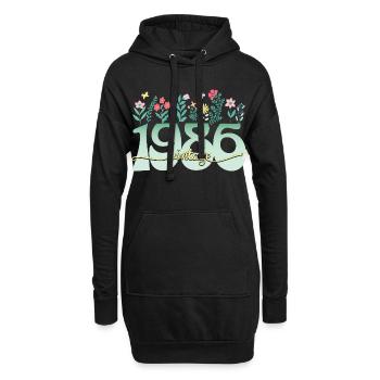 1986 Fleurs 40 Ans Anniversaire Femme - Sweat-shirt à capuche long Femme - noir - Devant