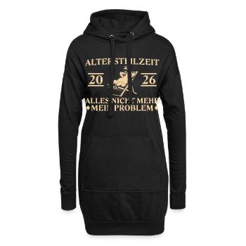 Altersteilzeit 2026 - Gans im Liegestuhl - Hoodie-Kleid - Schwarz - Vorne