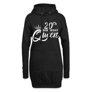 Königin zum 20. Geburtstag - Hoodie-Kleid - Schwarz - Vorne
