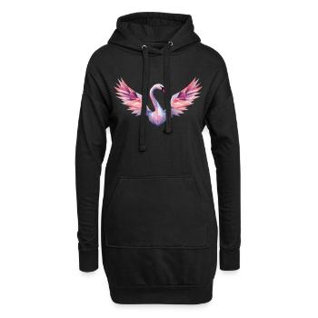 Geometric Swan with Gradient - Hoodie Dress - black - Front