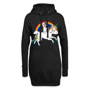 Bouledogue français équitation licorne - Sweat-shirt à capuche long Femme - noir - Devant