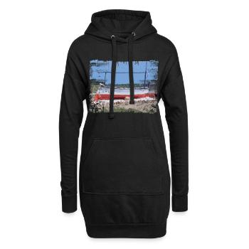  Mallorca - Historisches Boot im Küstenlicht - Hoodie-Kleid - Schwarz - Vorne