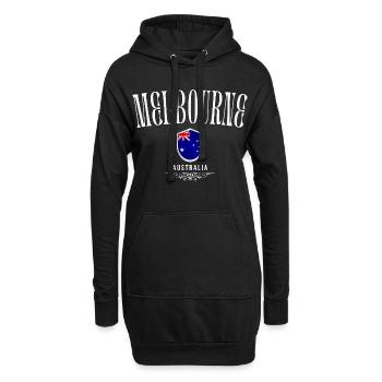 Melbourne, Australien, schlankes und minimalistisches Design - Hoodie-Kleid - Schwarz - Vorne